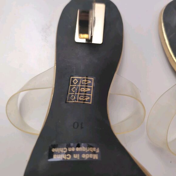 Jeffrey Campbell Deity High Heel Slide Sandals Women's Size 10 Golden - Picture 6 of 6